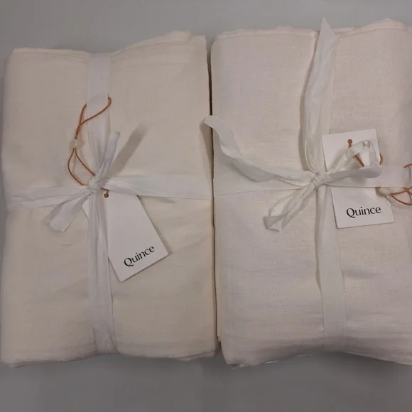 NWT QUINCE Set Of 2 48x96 European Linen Curtains Ivory 3857